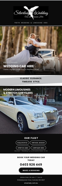 Silver lady Wedding Cars