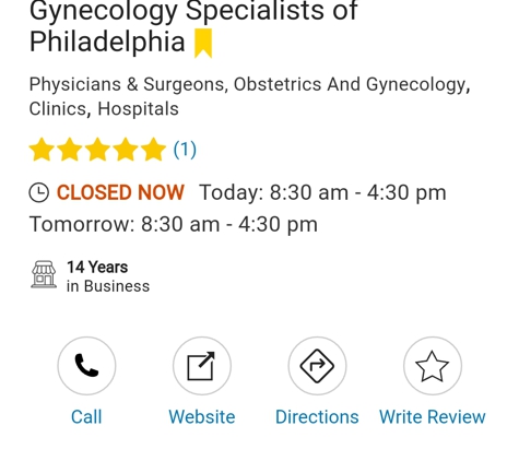 Gynecology Specialists of Philadelphia - Philadelphia, PA