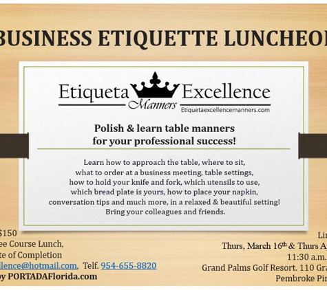 Etiqueta Excellence Manners - Weston, FL