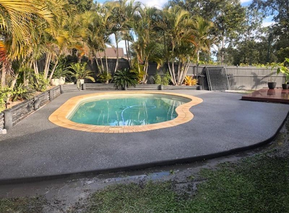 Hardout concreting - Springfield, QLD. Pool area concrete