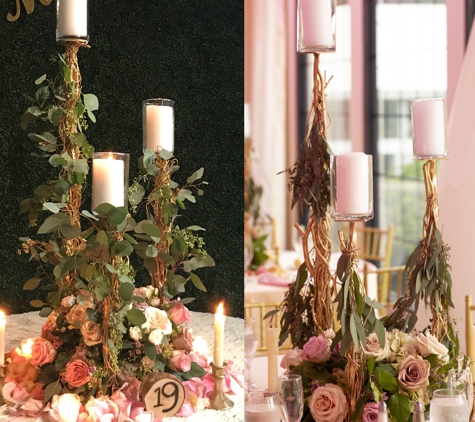 Pedestals Floral Decorators - Garden City Park, NY. Left:    Trial
Right:  Wedding