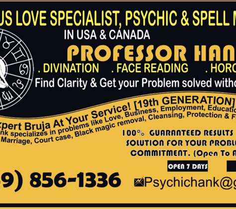 NYC Top Rated Psychic Grace Maria - New York, NY. CALL PROFESSOR HANK ON (559) 856-1336 FOR AN APPOINTMENT TODAY