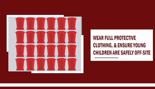 All Town Skips - Killarney Vale, NSW. Wear full protective clothing, & ensure young children are safely off-site.