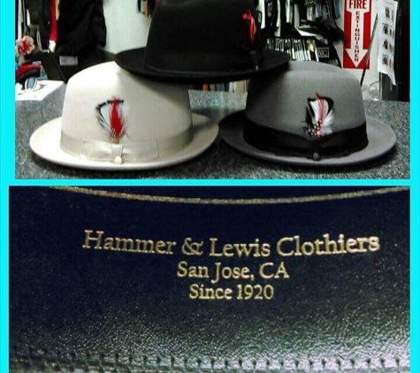 Hammer & Lewis Clothiers - San Jose, CA. Custom made rabbit fur lether  band with gold lettering inside with Hammer & Lewis Clothiers logo Moe,..... The cat's ����