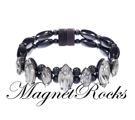 Magnet Rocks - Daytona Beach, FL. Mystic Collection Clear Crystal Magnetic Hematite Bracelet.