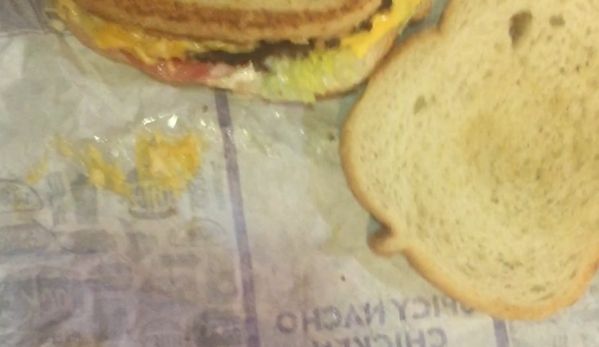 Jack in the Box - Houston, TX. Supposed to be a stacked grilled cheese burger... btw there is no cheese between breads