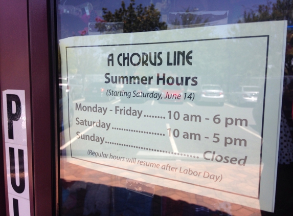 A Chorus Line Dancewear & Costumes - Valencia, CA. Summer hours
