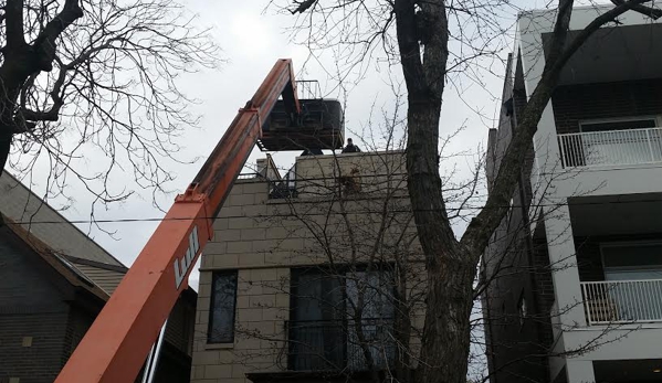 Two Guys and a Spa Dolly - Naperville, IL. Hot Tub rooftop delivery downtown Chicago