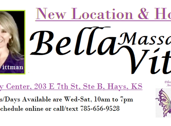 Bella Vita Massage - Hays, KS. New Location!