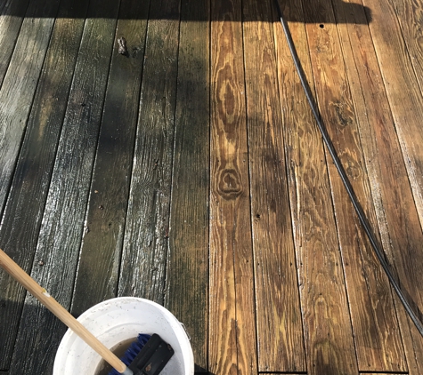 Manco and Sons Painting and Power Washing - Haverstraw, NY. Pressure Washing a Deck for the first time in 10 Years - Look at the Difference