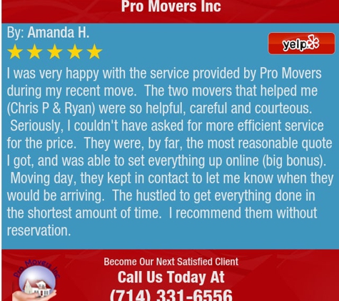 Pro Movers Inc. - Costa Mesa, CA