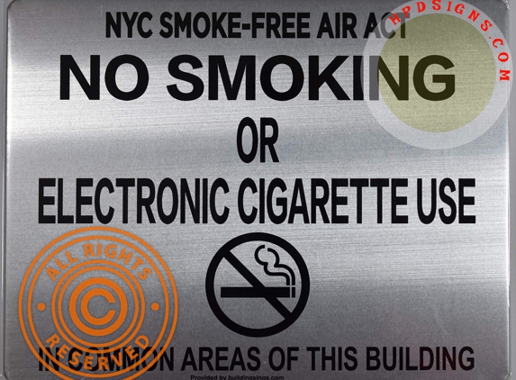 HPD SIGNS - Brooklyn, NY. NYC HPD NO SMOKING SIGN