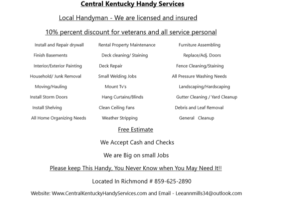 central kentucky handy services - Richmond, KY