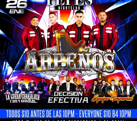 Pepe's Night Club - San Bernardino, CA. ★SᗩᗷᗩᗪO 2️⃣6️⃣ ᴰᴱ ᕮᑎᕮᖇO 
┊
Everyoɴe $���� B4 10:00pм
�������� ��������#тσdσร10αитєรdєLαร10