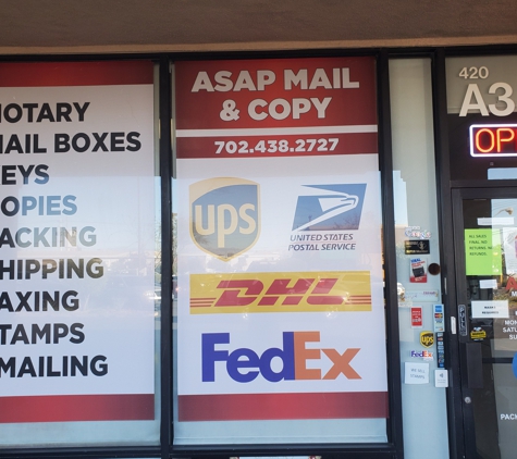 ASAP Mail & Copy Services - Las Vegas, NV. Front windows