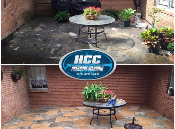 HCC Pressure Washing, LLC - Houston, TX. Flagstone Pool Deck Cleaning in Piney Point, Houston, TX