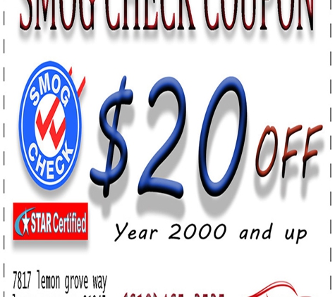 My Auto Pro - Lemon Grove, CA. smog check coupon