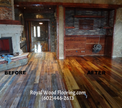 Royal Wood Flooring - Phoenix, AZ. Refinish a 100 year old reclaimed wood floor.
