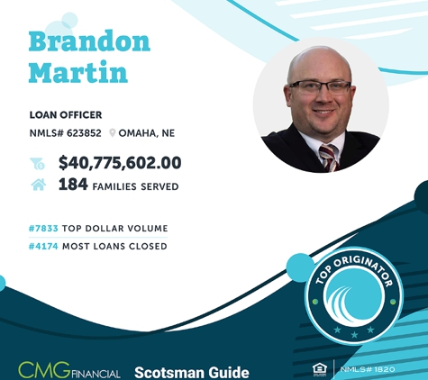 Brandon Martin - CMG Home Loans Mortgage Loan Officer NMLS# 623852 - Omaha, NE