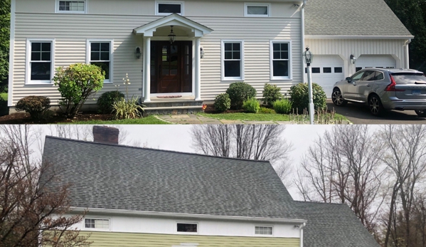 Aardvark Roofing Windows - Brookfield, CT. Aardvark Roofing Ridgefield CT before and after new paint and portico.#localroofer