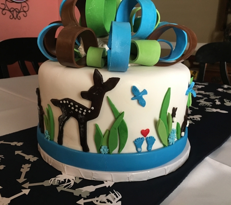 Deborah's Specialty Cakes - Athens, GA. Our daughter Jessica's woodland themed baby shower cake.