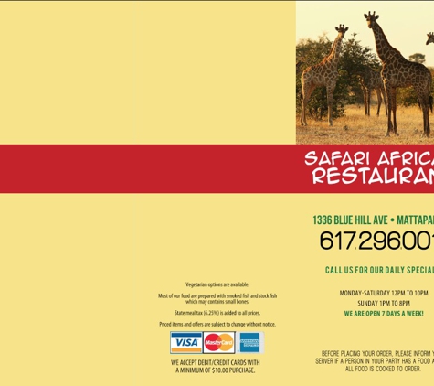 Safari African Restaurant - Mattapan, MA