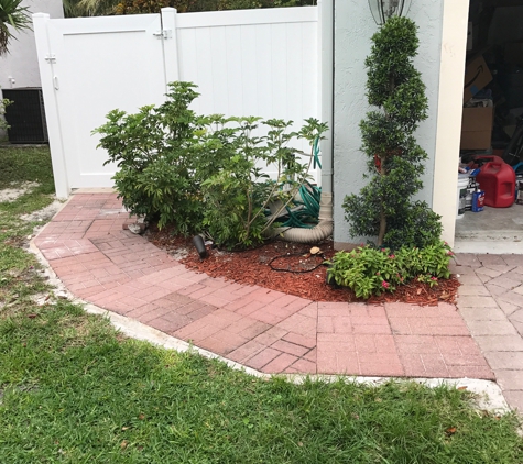 Parkwood Pools and Pavers LLC - Plantation, FL. Ran out out of travertine pavers and reused old existing pavers