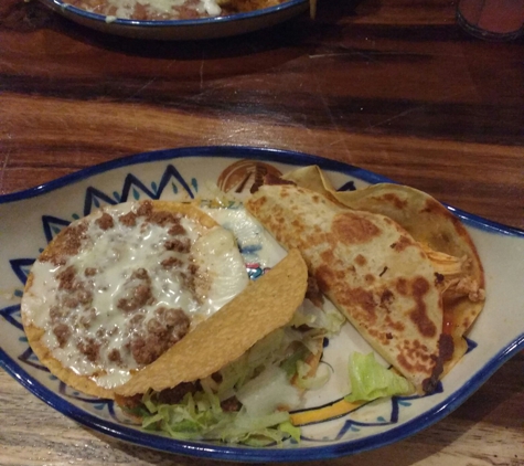 Plaza Azteca - Lancaster, PA. Combo - chicken quesadilla, beef tostadas and beef taco