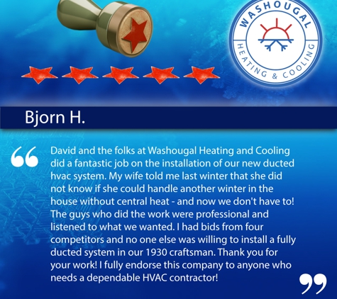 Washougal Heating & Cooling - Camas, WA. Our first priority is to make sure our customers are warm and happy!