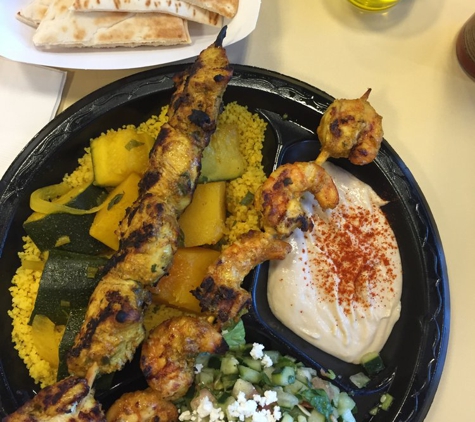 Crazy Pita Rotisserie & Grill - Las Vegas, NV. Mixed grill plate with chicken and shrimp, all of this for $15.