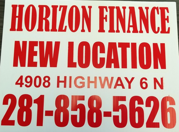 Horizon Finance - Houston, TX. October 2017 New address!