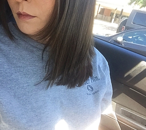 Hair By Sela - Friendswood, TX. Hair after! Dark brown with grey highlights.