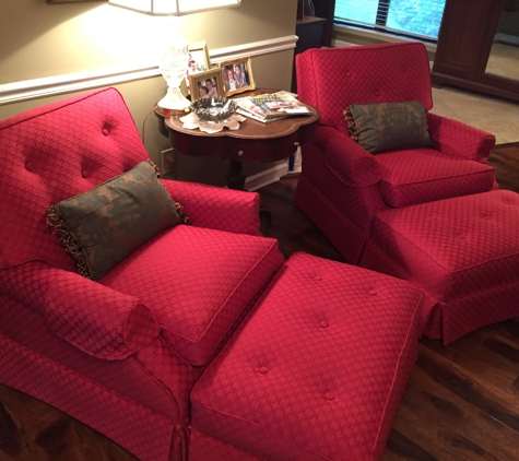 Mack's Upholstery. Club chairs and ottomans