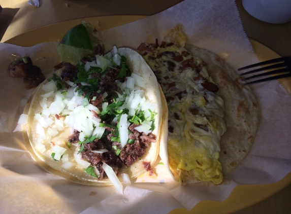 Cabana Taqueria - Houston, TX. Barbacoa and bacon & egg. Delish!