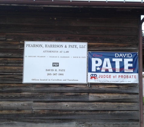 Pate, David H, ATY - Carrollton, AL. Side of the building and visible from the road.