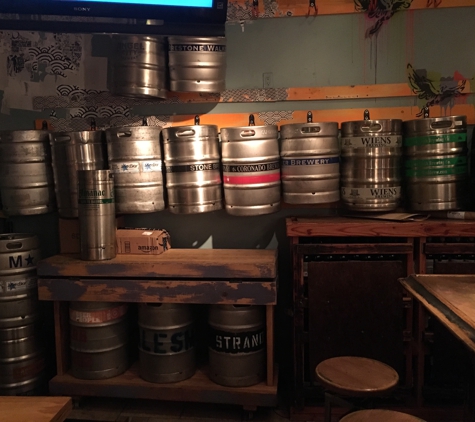 Spitz - Studio City, CA. Los Feliz Spitz is serious about their beer, and the ambience shows it. These kegs line the walls around the bar.