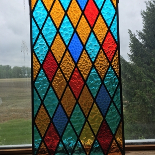 stained glass barn - Springfield, OH. Window repair of door panel