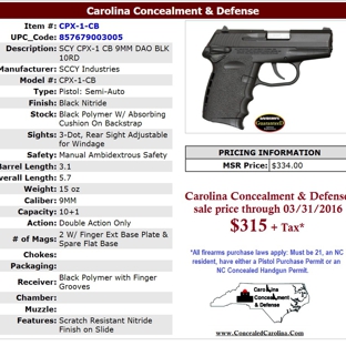 Carolina Concealment & Defense (Gun Store) - Battleboro, NC