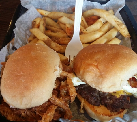 Mickey's Sliders - College Station, TX. The Lonestar Slider and The Morning After Slider w/ reg fries