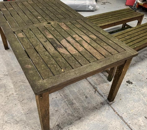 Sydney Staining Services - Castle Hill, NSW. Mouldy Teak Table neglected for years
