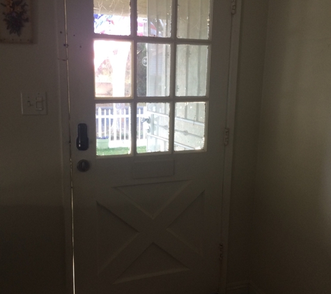 A Dan The Handyman - Santa Ana, CA. Old entry door did not fit with today’s privacy.