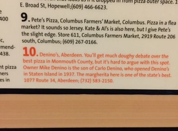 Denino's Pizza Place - Aberdeen, NJ