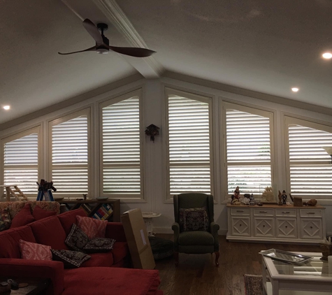 Simply Shades - Burleson, TX. Shutters are the perfect way to showcase angle topped windows.