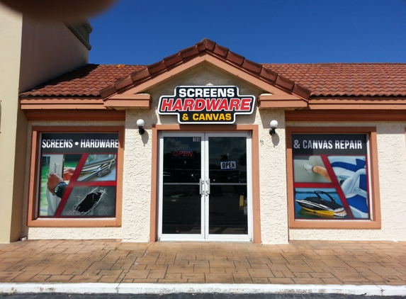 Screen Hardware & Canvas - Cape Coral, FL. great place for canvas, screens and embroidery
sling chairs and cushions boat and house