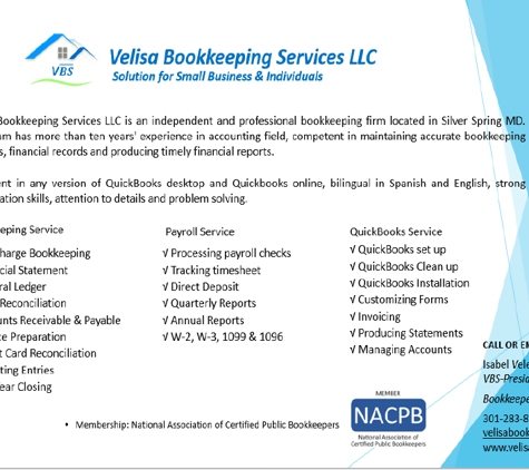 Velisa Bookkeeping - Silver Spring, MD