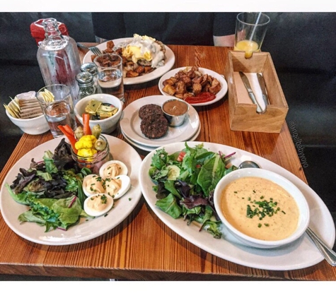 West Egg Cafe - Atlanta, GA. Deviled eggs, vegetarian sausage, soup and salad @angelbabyyoyo