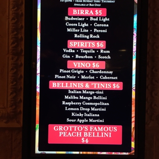 Grotto - Las Vegas, NV. Happy hour menu.