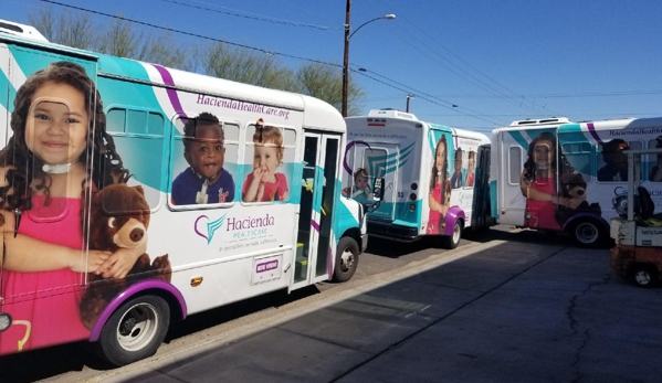 Compu-Tech Automotive - Phoenix, AZ. Hacienda Healthcare Fleet Buses - getting serviced @ Computech Auto