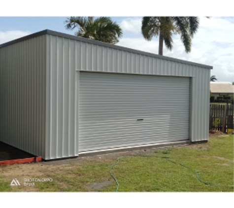 McHUGH STEEL FRAMING. Single Bay Residential Storage Shed - Color Surfmist & Windspray