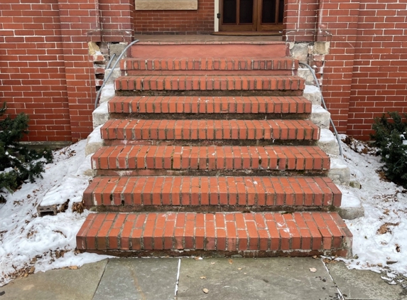 B & M Masonry & Repair - Chippewa Falls, WI. Before, Historical brick step restoration